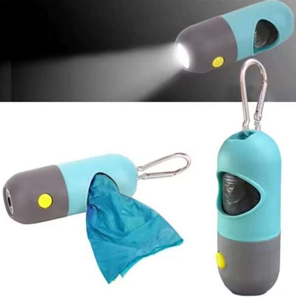 Dispensador de bolsas para mascotas con luz LED